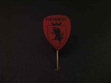 Piedboeuf Belgisch merk van tafelbieren, logo rood